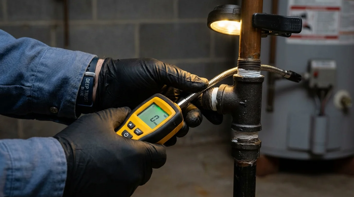 Gas leak detection with electronic sniffer by Johns Plumbing LLC in Eau Claire