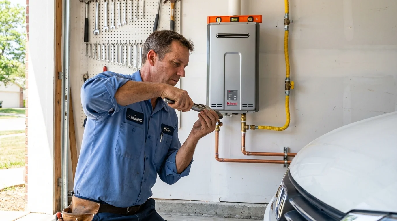 Tankless water heater installation by a Johns Plumbing LLC plumber in Eau Claire